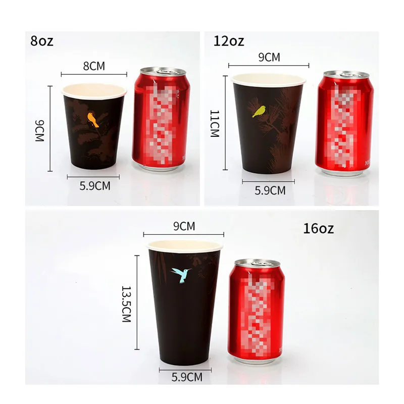 50 шт. высококачественные креативные вечерние Одноразовая чашка для чая бумажный стаканчик для кофе горячий и холодный напиток на вынос упаковочные кружки с крышками