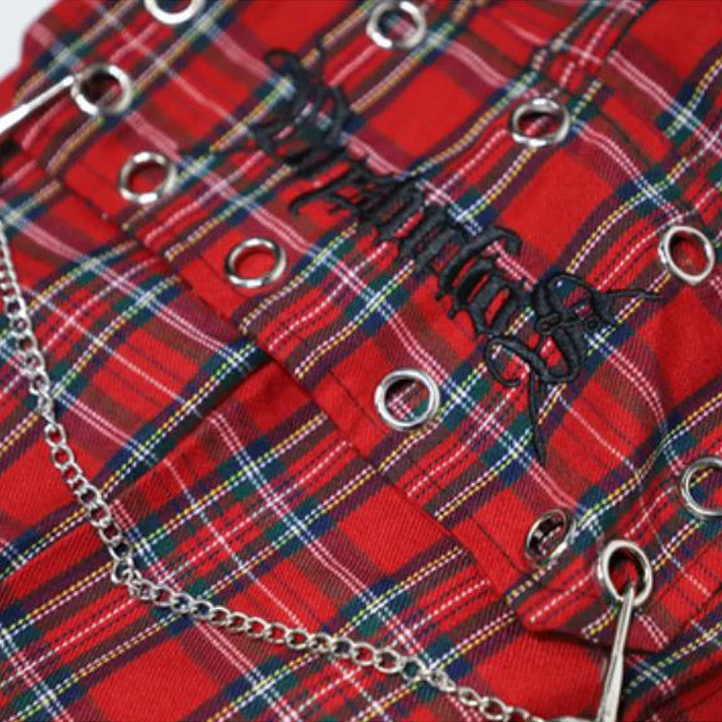 

women Checked Trousers Women Japanese Streetwear Punk Pants Women Hippie Cargo Pants Chain Harajuku Indie Aesthetic Pants