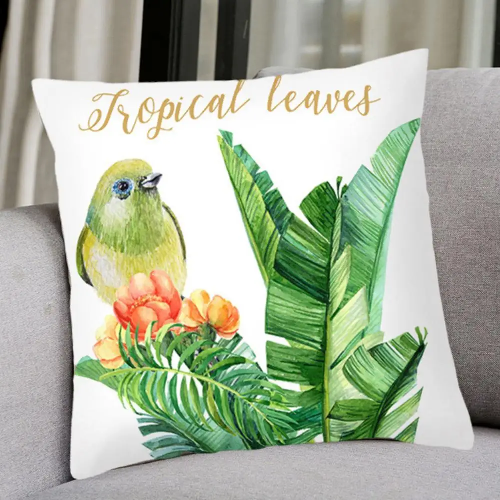 

Natural Plants Cushion Cover Polyester Green Leaves Decorative Pillowcase Tropical Plant Throw Pillow Case Sofa Cushion Cover