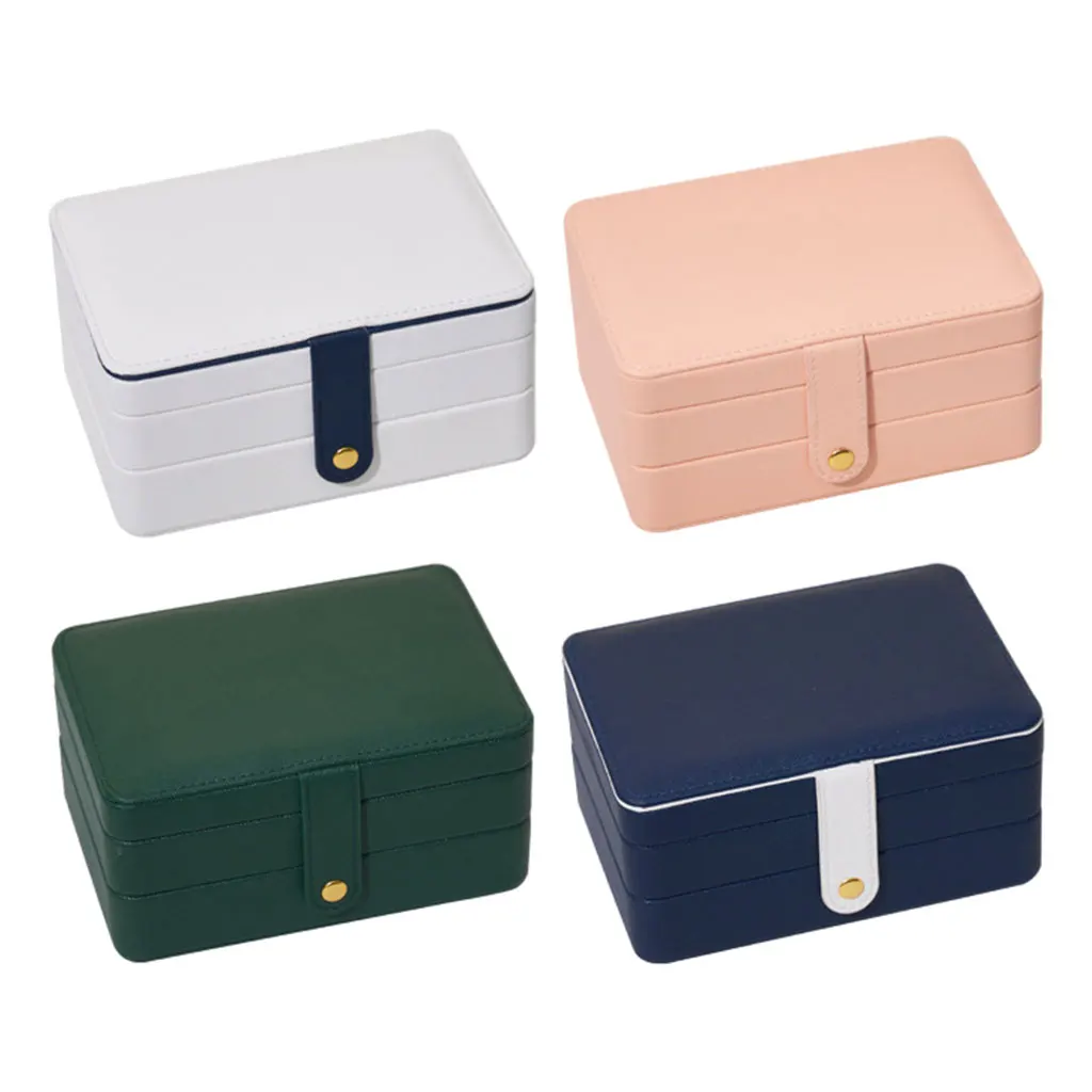 

Doubel Layer Jewelry Storage Box Exquisite Multifunctional Large Removable Dividers PU Leather Case for Travel Accessories Studs