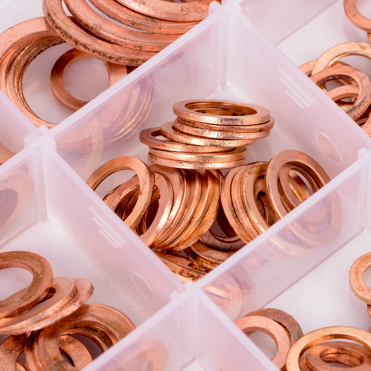 

280Pcs 12 Sizes Copper Crush Washers Seal Flat Rings Assorted Washer Kit W/ Box