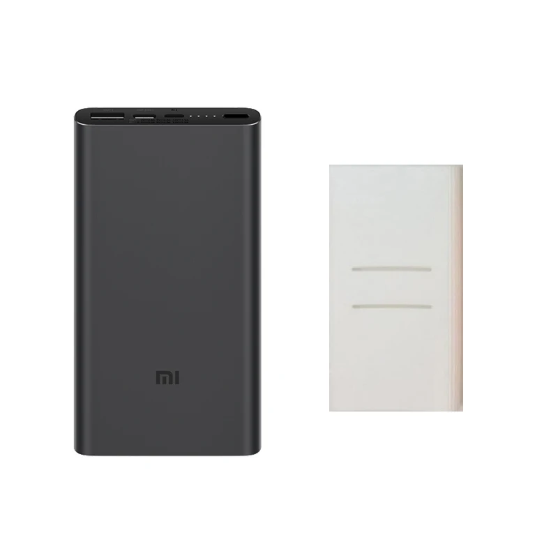 Xiaomi Mi внешний аккумулятор 10000 мА/ч 3 двухсторонняя Быстрая зарядка USB-C Двойной вход двойной выход PLM12ZM 10000 мА/ч внешний аккумулятор для iPhone - Цвет: Black add White