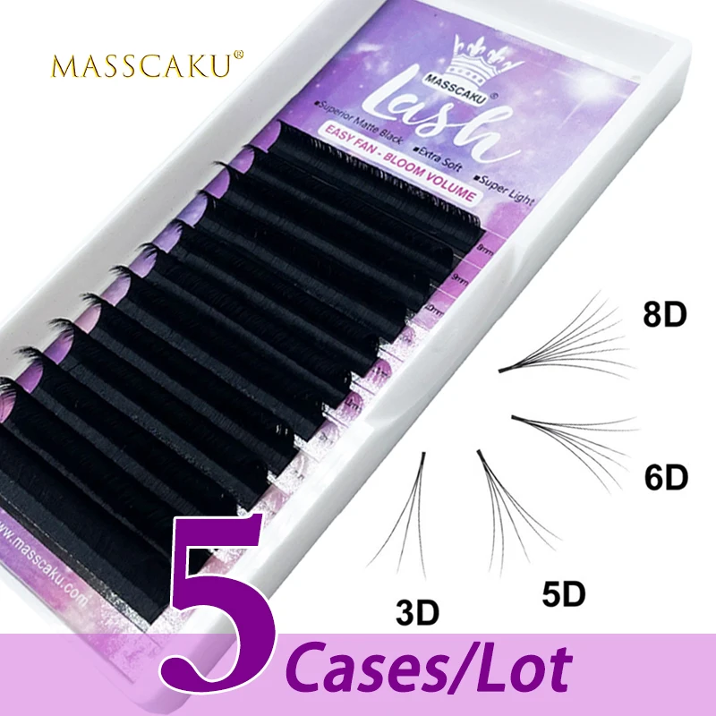 

5case/lot 2021 New styles easy fan fluffy mink eyelashes custom own brand 0.05 0.07 thickness dramatic eyelashes extensions