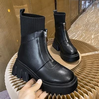 martin boots woman 2020 new ladies casual stretch socks boots fashion cross tied women shoes platform boots gothic women shoes