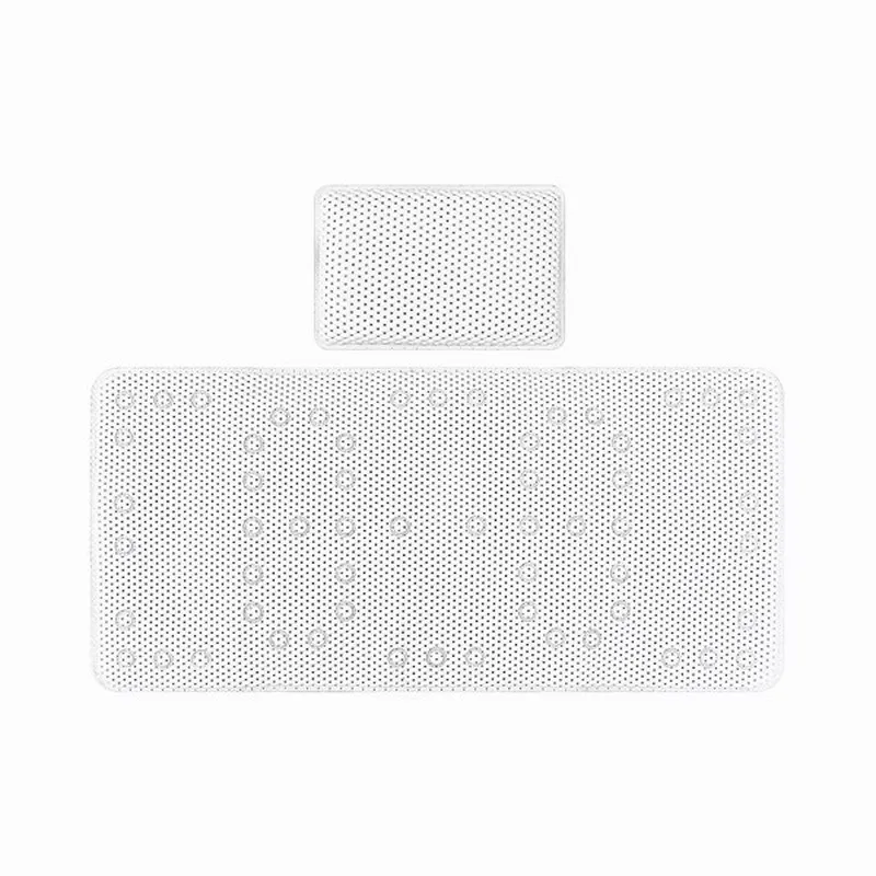 

Non-slip bathtub mat Bath pillow set Bath mat, PVC foam material with suction cup, white