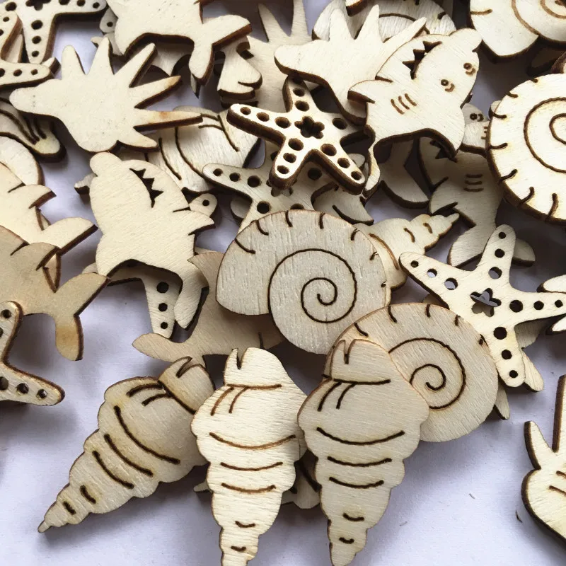 50 шт. естественное сочетание раковины/морская звезда шаблон деревянная дверь