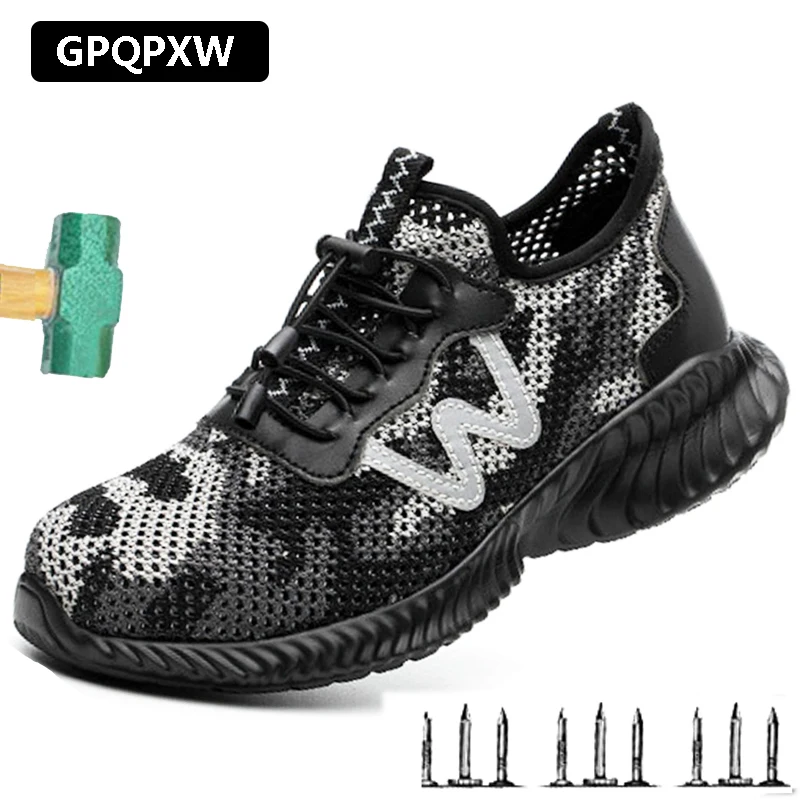 Outdoor Light Men And Women Work Shoes Steel Toe Anti-smashing anti Puncture Safety Shoes Summer Breathable Deodorant Boots