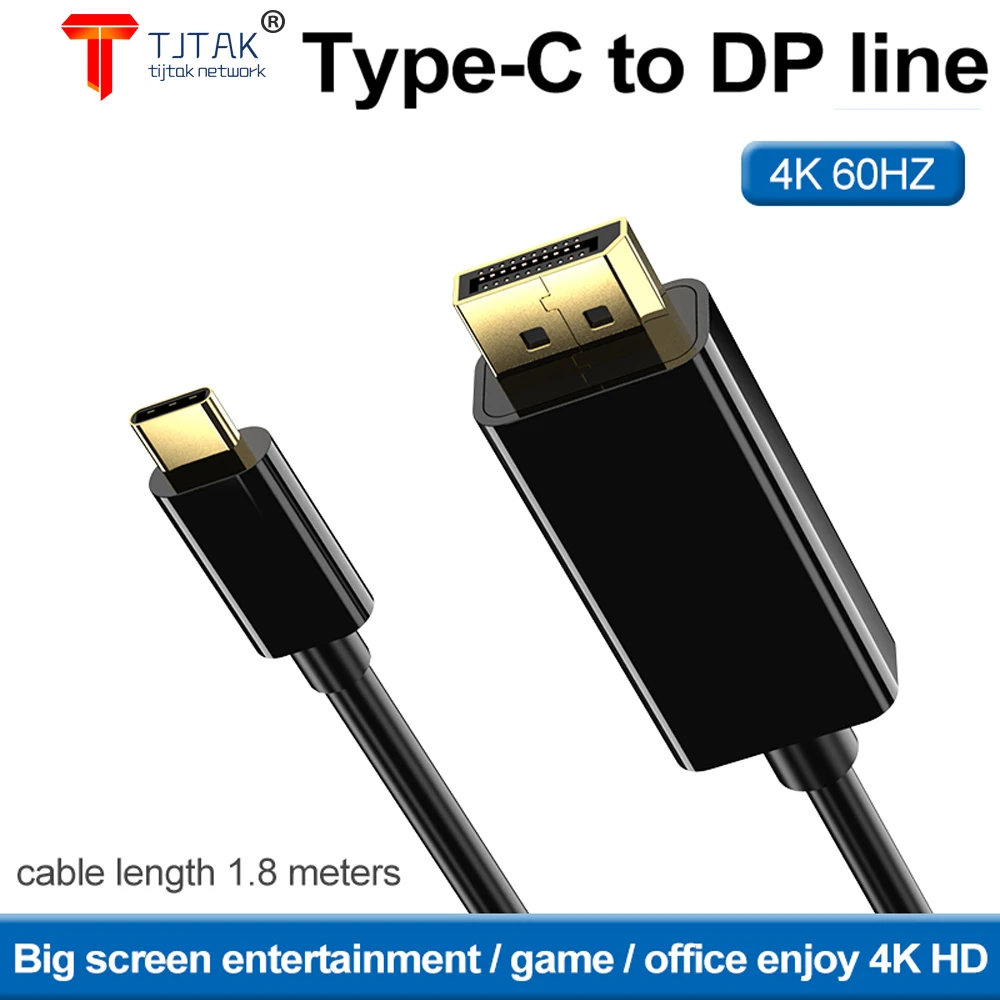 Tipo-C DP 4K60Hz HD Cabo USB3.1 USB-C cuaderno Para DisplayPort HD Eender...