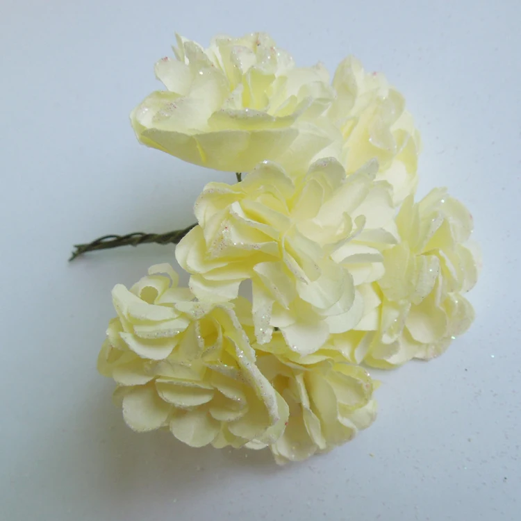 WedFavor 144pcs 4cm Glittered Artificial Chrysanthemum Handmade Mulberry Paper Flowers For Scrapbooking Wedding Cardmaking | Дом и сад