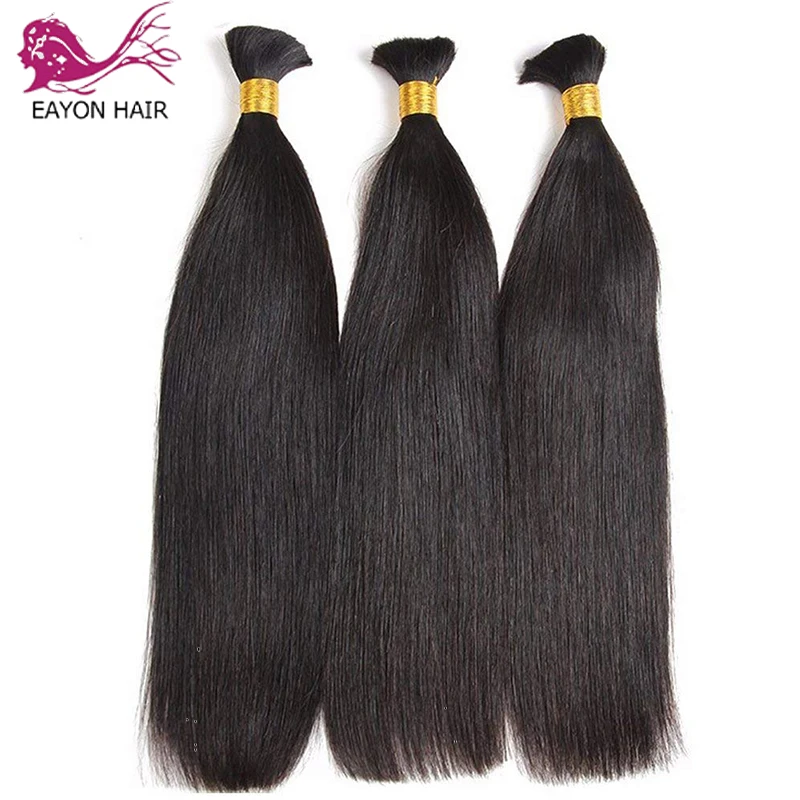 EAYON Silky Straigt Hair Bulk 100% Human Hair Brazilian Hair Bulks No Weft Remy Hair Extensions Bulk For Braiding 1/2/3pcs Lot