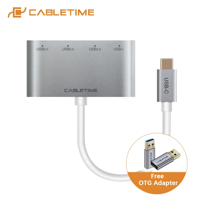 Cabletime USB C HUB Type 3.1 to 3.0 3 ports PD Adapter 4 in 1 For Laptop Macbook Air Pro C228 |