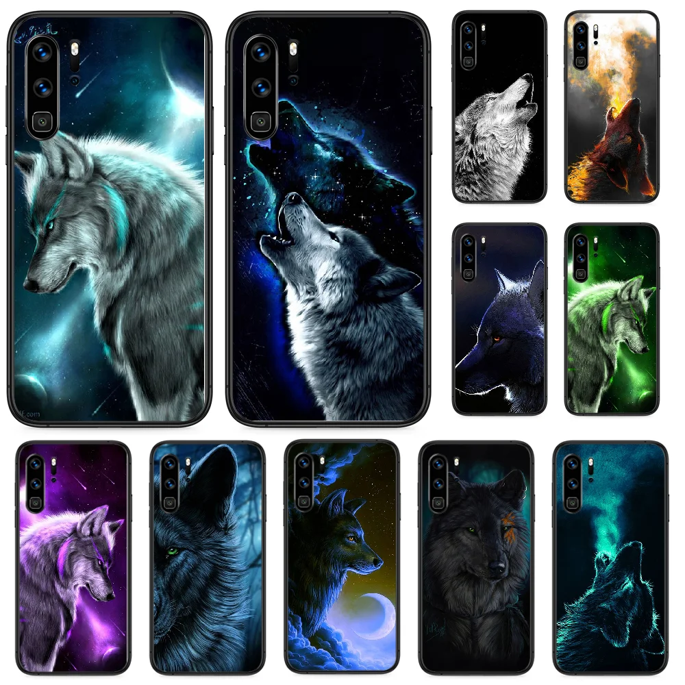 Чехол snow wolf для телефона Huawei P 9 Smart 10 20 30 40 8 Lite Mini Z 2019 Pro черный prime мягкий