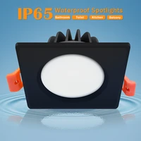 ip65 led ceiling light waterproof led squareround down light 7w 12w 15w ac110v 220v led spot lamp for indoor bathroom bedroom