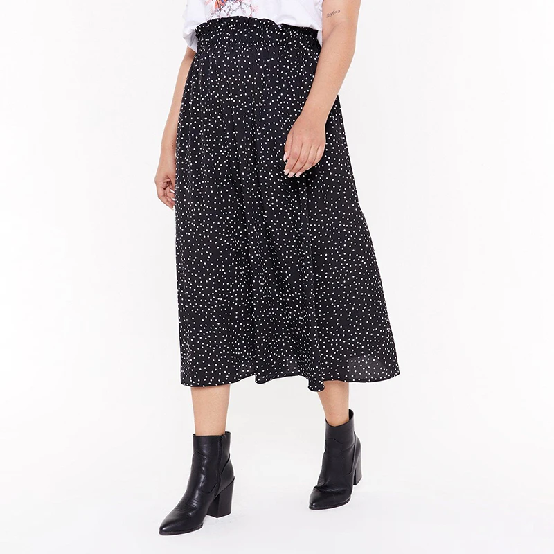 

Kawaii Skirt Plus Size 7XL 6XL 5XL Skirts Womens 2021 Summer Balck Dot Print Long Skirt 4XL XXXL Oversized Women Clothing