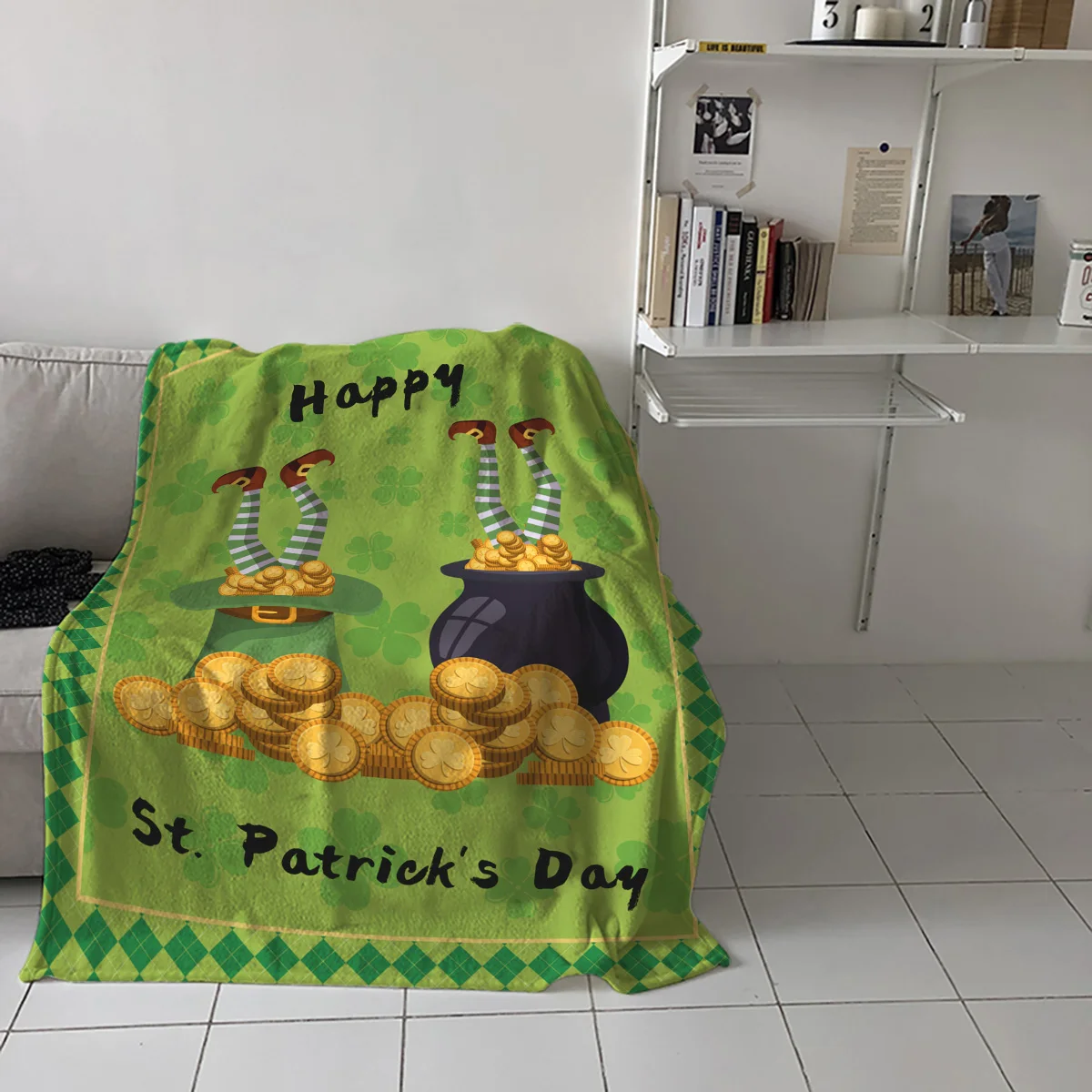 День Святого Патрика рогоносцы Сапоги Золотые монеты бросок одеяло мягкие
