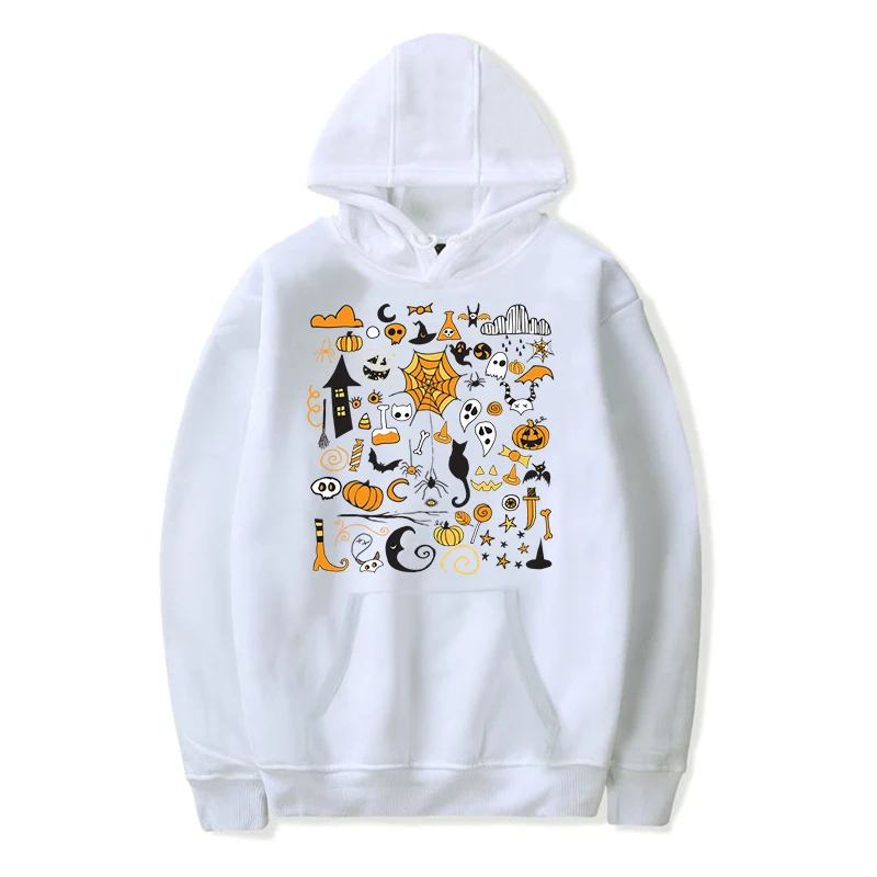 

Толстовка с капюшоном для девочек с рисунком Хэллоуина, повседневные толстовки с длинным рукавом на осень и весну, Спортивная Женская толст...