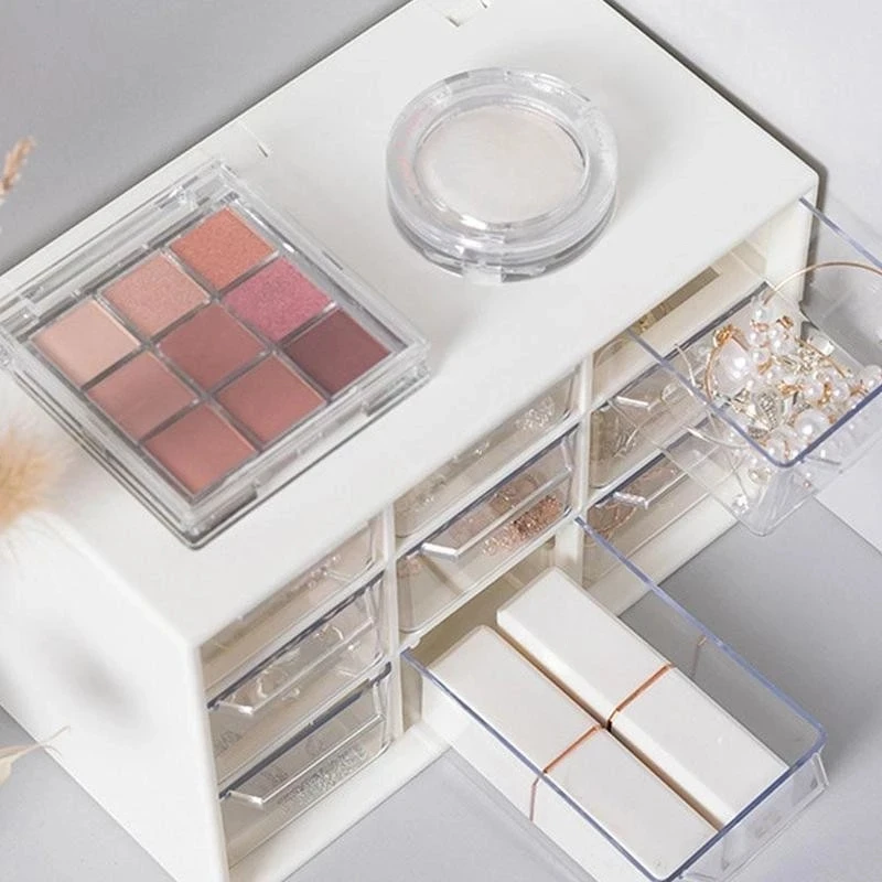 

Plastic 9 Grids Desktop Storage Box Jewelry Drawer Pearl Beads Storage Boxes Cosmetic Earrings Makeup Container Organizer