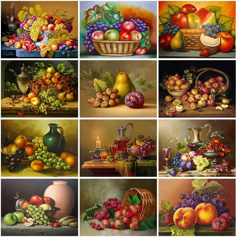 

DIY Diamond Painting Fruit Full Square Drill Diamond Embroidery Flowers Picture Diamond Mosaic Kitchen Decor Wall Art Gift