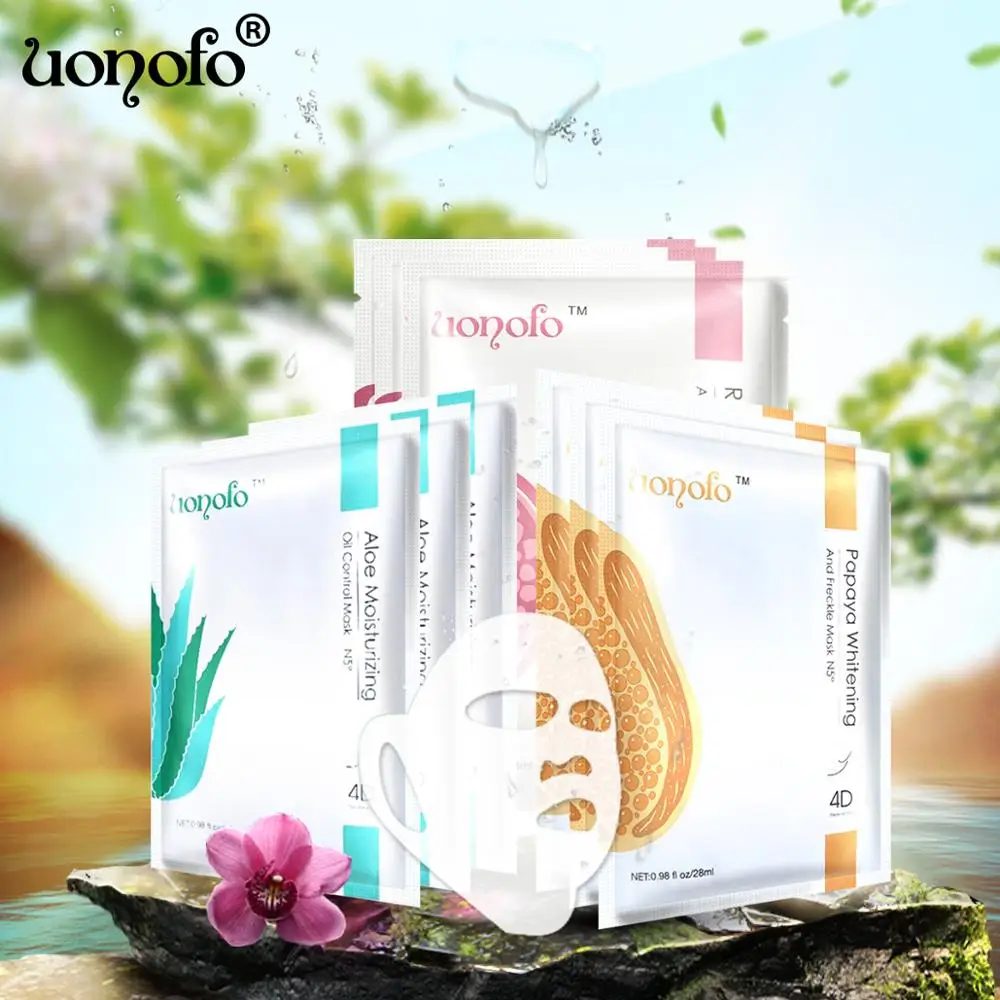 UONOFO 4DFruit эссенция маска для лица папайя алоэ гранат удаляет угри увлажняющая уход
