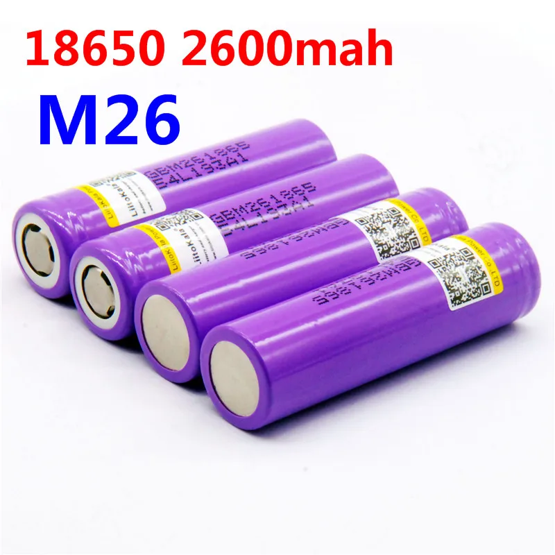 

5pcs 100% original LiitoKala for M26 18650 2600mah 10A ICR18650 m26 2600mAh 3.7v charge 18650 for flashlight power bank