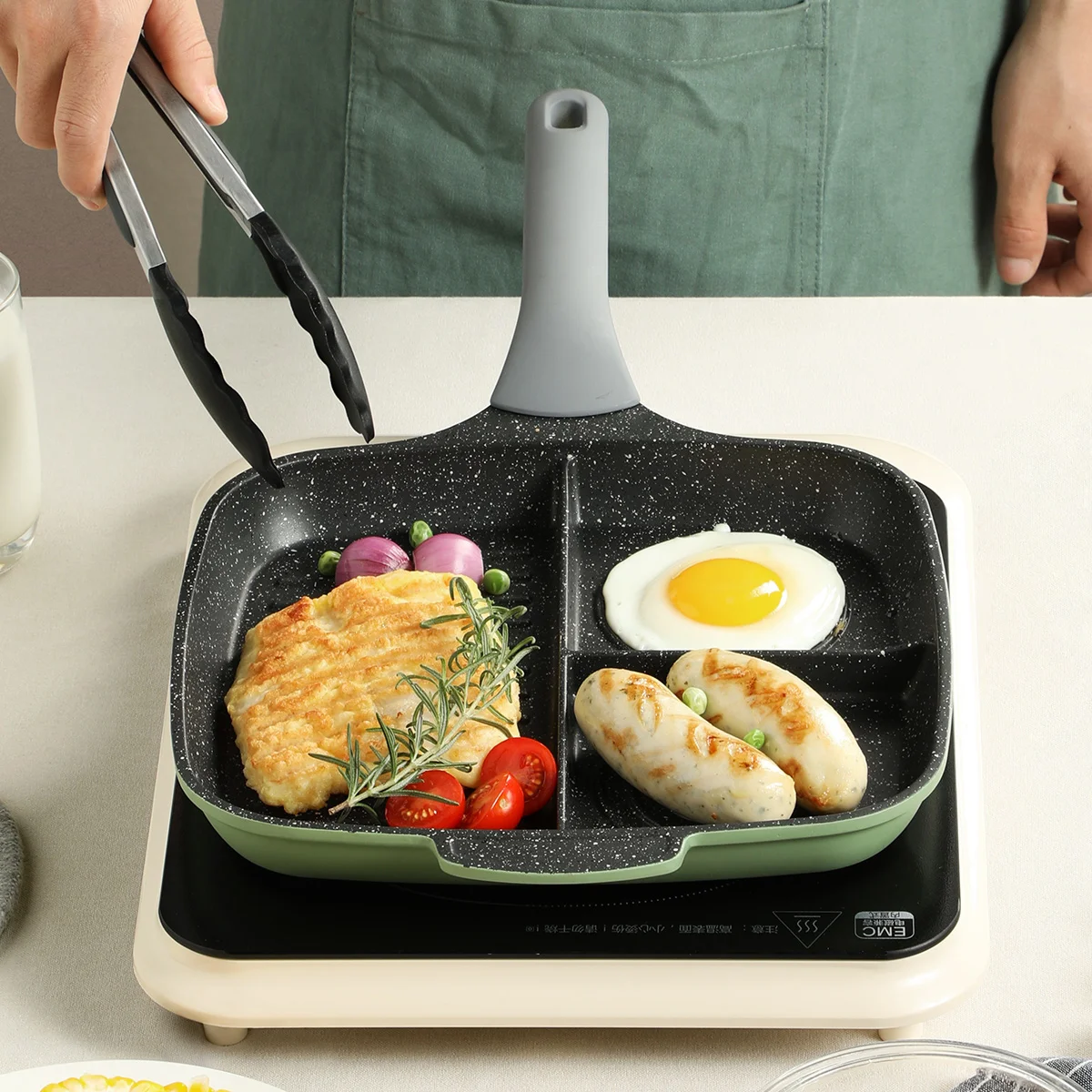 

NEW COOKER KING Nonstick Breakfast Frying Pan Grill Pan Multi-Function Omlette Pan Suit For Induction With Anti-heat Handle 26cm