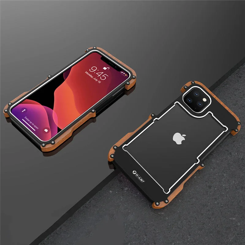 R-Just для iPhone 11 чехол Роскошный Жесткий металлический алюминиевая древесина защитный чехол-бампер для телефона для iPhone 11 Pro Max iPhone11 Pro Чехол - Цвет: Черный