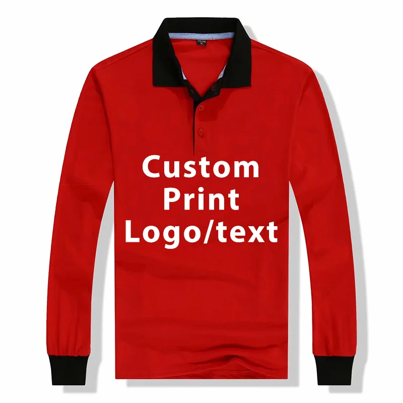 Рубашка поло для мужчин и женщин повседневная хлопковая с длинным рукавом