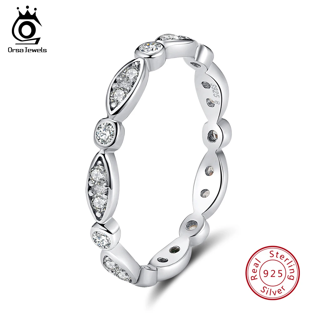 Женское составное кольцо ORSA JEWELS из серебра 925 пробы с фианитом|Кольца| |