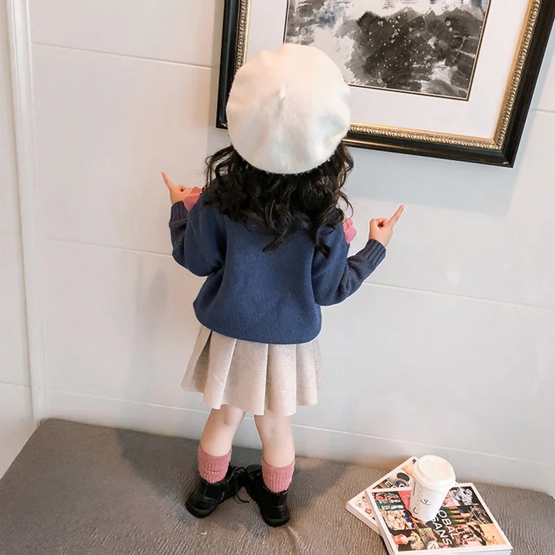 

Children Autumn Winter Baby Girls Print T-shirt Bat Sleeves Casual Round Collar Sweet Tops