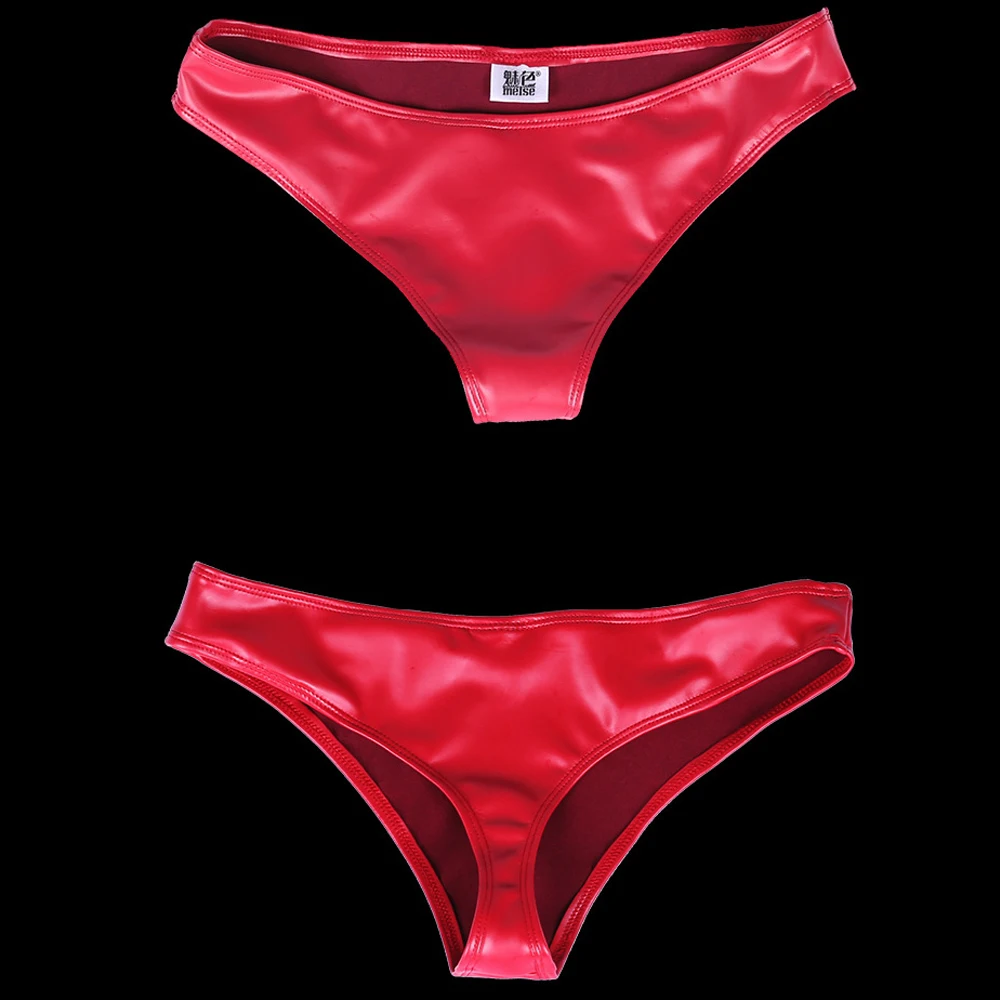 

Женские трусики из искусственного латекса, блестящие трусики танга с высоким вырезом, размера плюс стринги, женские трусики