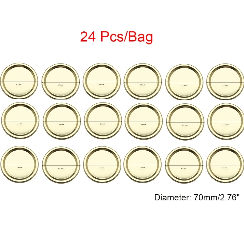 

24pcs Replacement Tinplate Bands Rings Canning Lids for Wide Mouth Jar 70mm 86mm 53CB