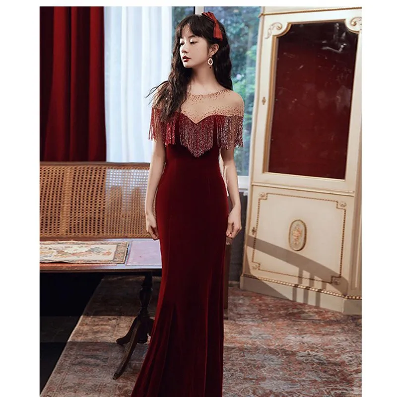 

Женское платье-Ципао с круглым вырезом и юбкой-годе