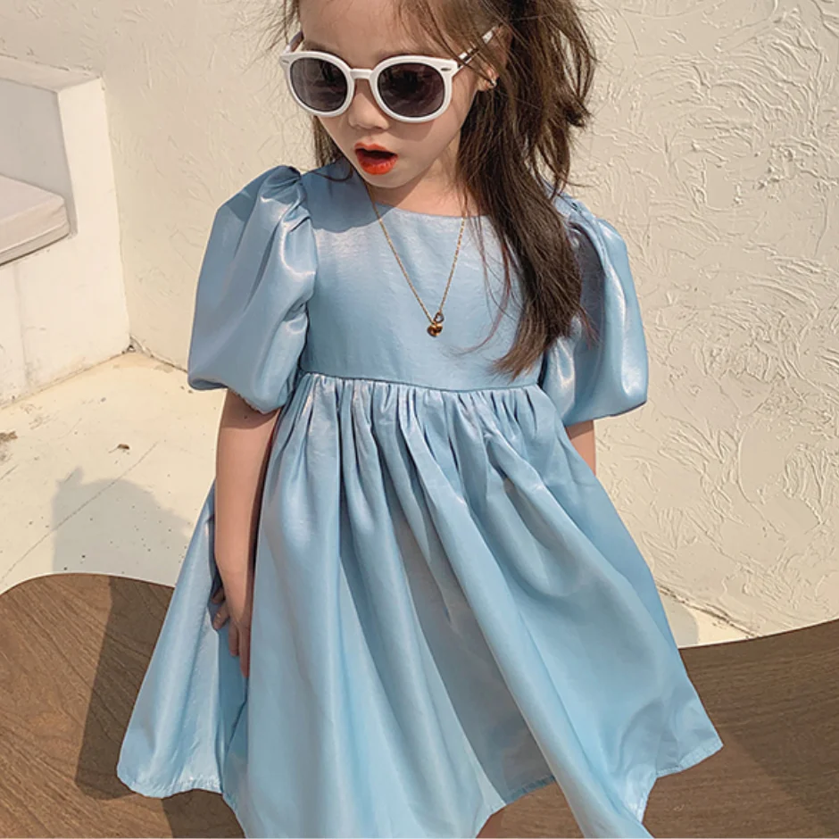 2020 Summer Girls vintage puff sleeve dress Fashion Princess Dresses Toddler Baby square collar Children ball gown | Детская одежда и