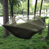 1 2 person portable outdoor camping hammock with mosquito net high strength parachute fabric hanging bed hunting sleeping swing