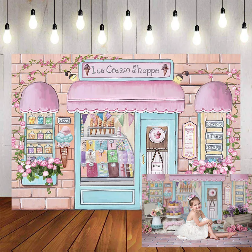 Mehofond Photography Background Ice Cream Shoppe Sweet Candy Baby Shower Birthday Party Photocall Photo Studio Backdrop
