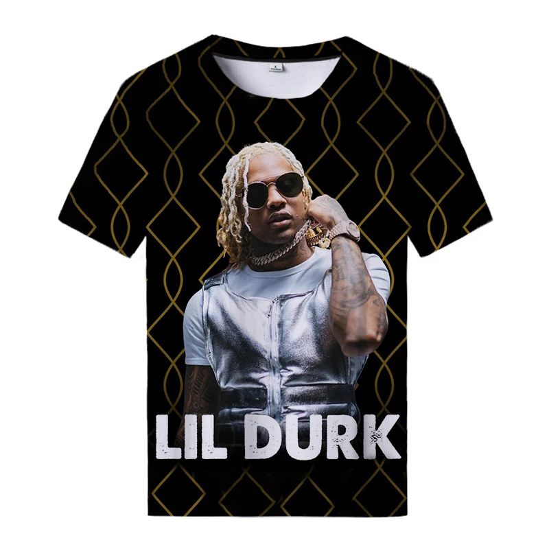 Новинка 2021 футболка Lil Durk с 3D принтом Повседневная в стиле рэпера для мужчин и
