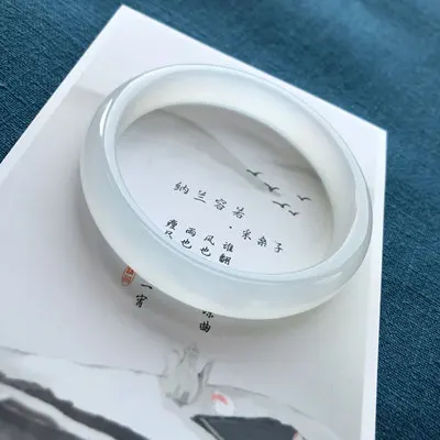 

Zheru Jewelry Natural White Agate Chalcedony 54-64mm Bracelet Elegant Princess Jewelry Best Gift for Mother and Girlfriend