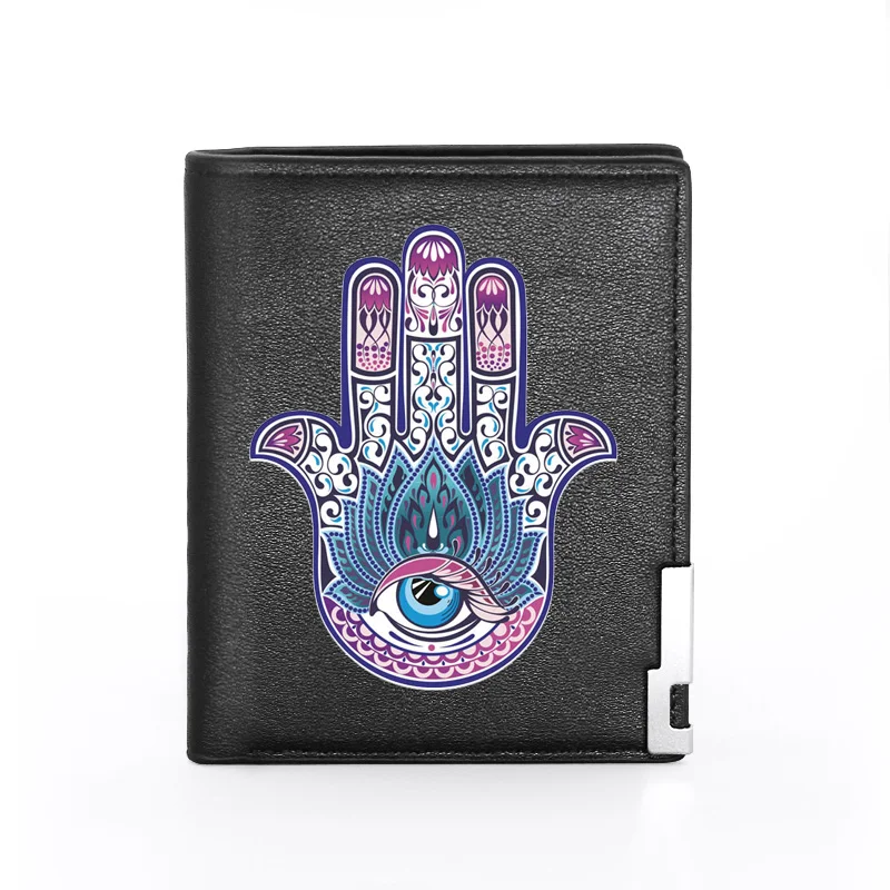 

Vintage Lucky Hand Design Digital Printing Pu Leather Wallet Men Women Bifold Credit Card Holder Mini Short Purse Male Gift