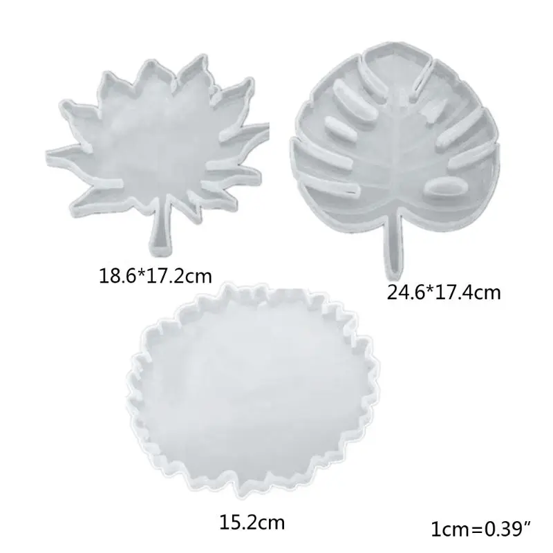 

3 Pcs/set DIY Handmade Coaster Crafts Making Epoxy Molds Cup Pad Maple Leaf Round Mould UV Resin Silicone Mold