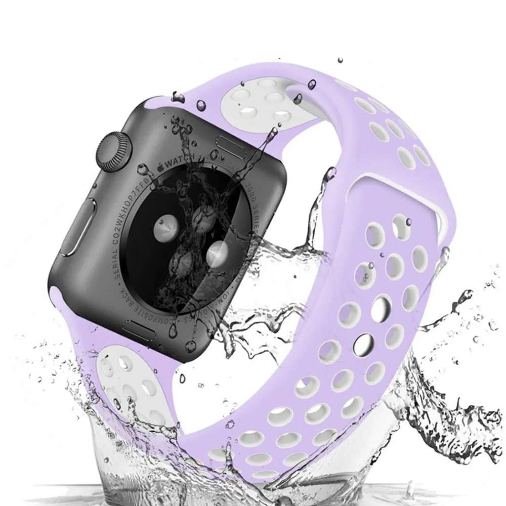 Спортивный ремешок для apple watch band 4 5 42 мм/38 мм iwatch band 44 мм/40 мм ремешок силиконовый браслет дышащий ремешок для часов серии 5 4 3 2