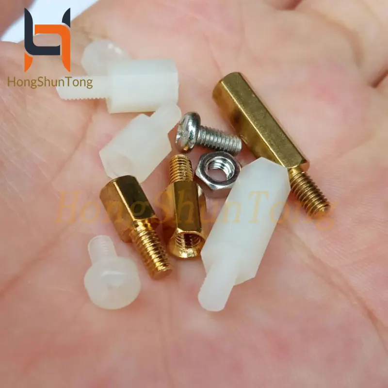 180 шт./компл. M3 нейлоновые и латунные белые мужские-Женские зеркальные винты из