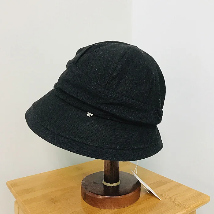 

Spring and summer leisure cotton and linen material folding sunscreen beach fisherman hat basin hat brim cloth hat