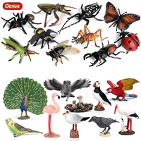 oenux bird animal flamingos parrot peacock owl model action figures insect bee butterfly mantis pvc miniature education kids toy