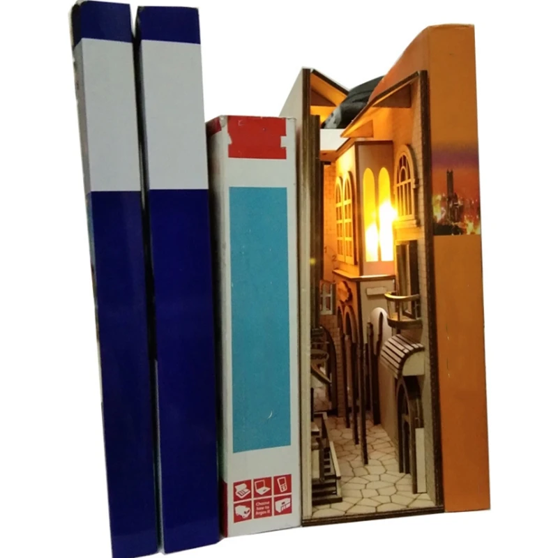 BESTDIY KIY Diagon Alley Wooden Book Nooks Art Bookends в европейском городе съемные украшения для книг