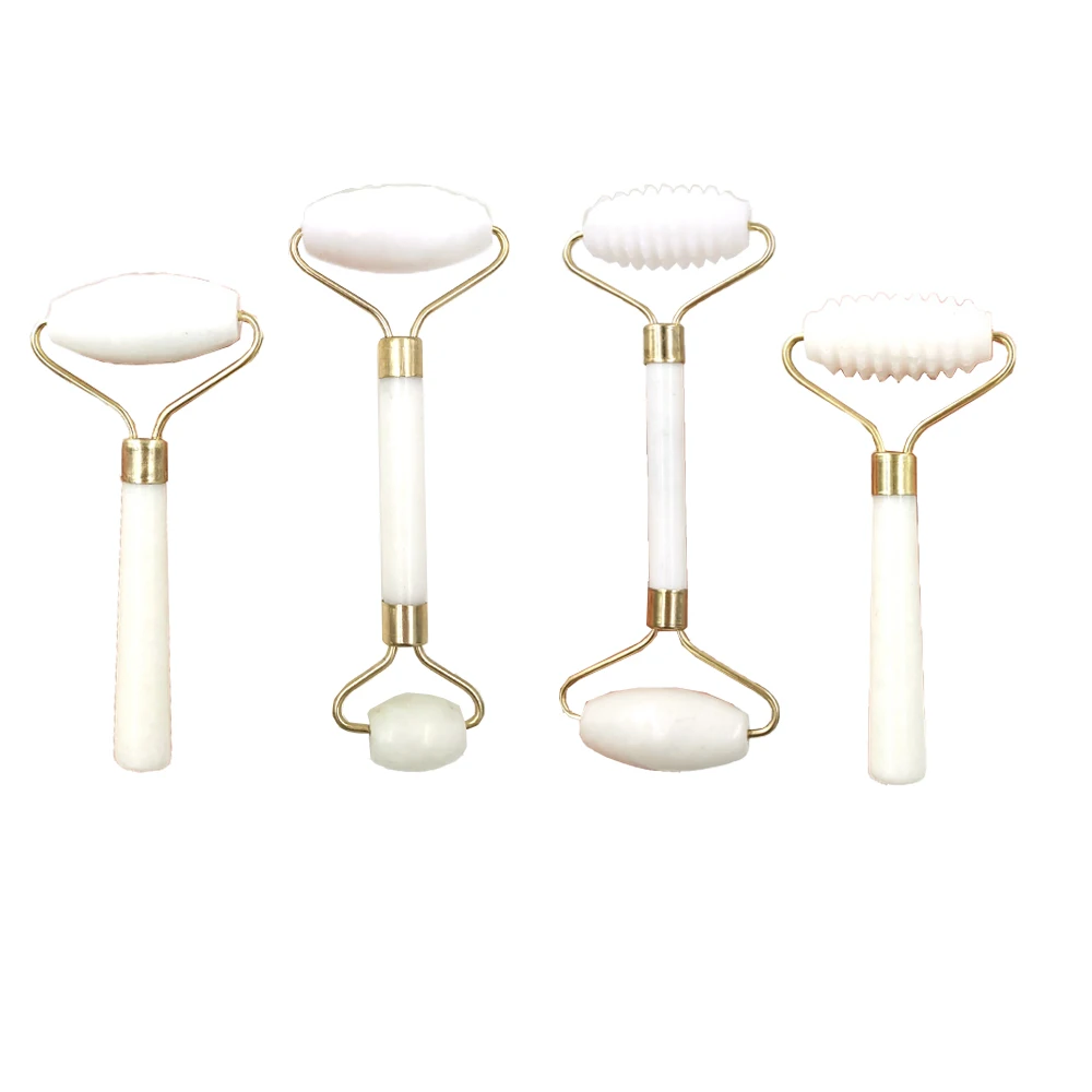 Массажер гуаша для лица натуральный кварцевый скребок с белым нефритовым камнем