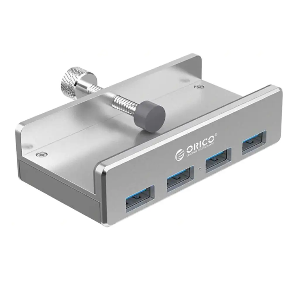 

4-Port USB 3.0 Hubs Splitter Aluminum Alloy Chassis Back Clip Computer Laptop Peripherals with Android Power Port