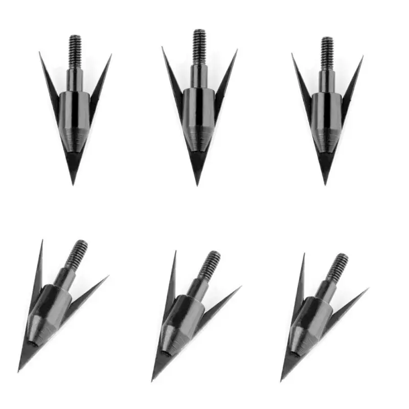 6 шт черный стрельба из лука Broadheads наконечники стрел рыбы точек 150 зерна для охоты