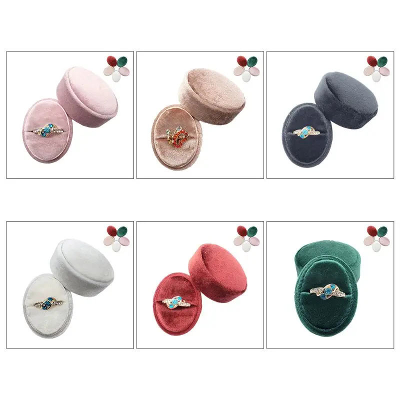 

Oval Velvet Ring Box Single Ring Display Holder with Detachable Lid Ring Box Holder for Wedding Ceremony(SI68)