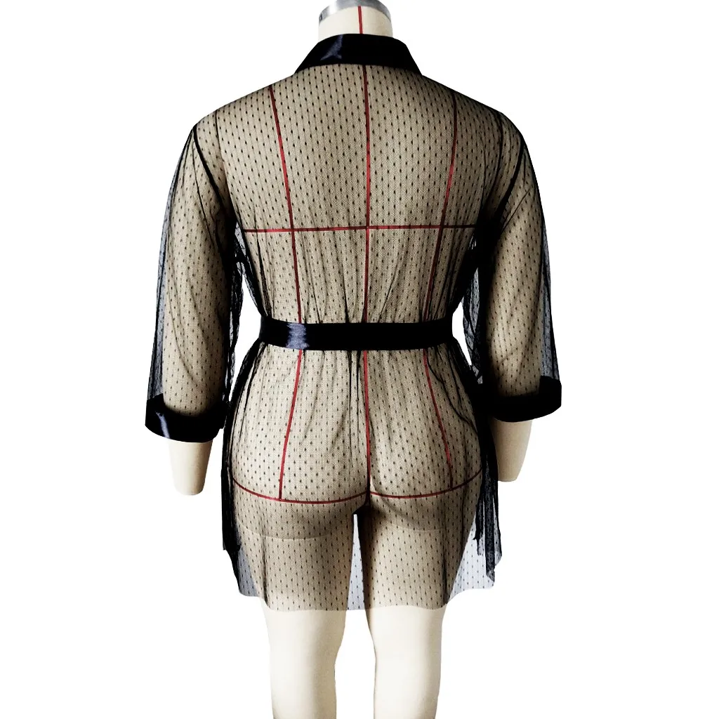 Женское Эротическое белье в сетку большого размера банный халат с длинными