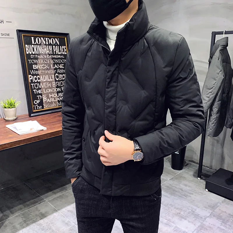 Liketkit мужские зимние куртки 2019 короткие тонкие парки со стоячим воротником